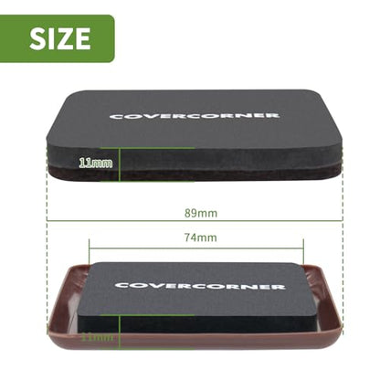 Furniture Sliders for Carpet and Hardwood, 16 PCS 3 1/2", Brown - size: Square 16 PCS 3 1/2'' Brown