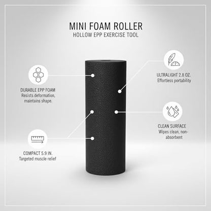 Mini Hollow EPP Foam Roller, 5.9 x 2.0 Inch Portable Exercise Tool for Travel, Gym, and Yoga (Black)