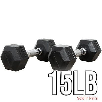 Valor Fitness RH Family Rubber Hex Dumbbells - size: 15-Pound