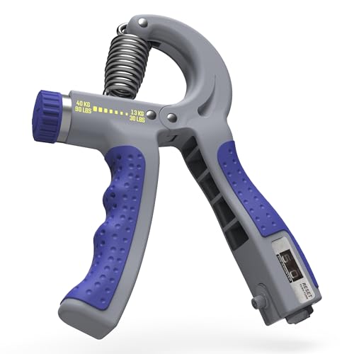 EQYP Hand Grip Strengthener Set Adjustable Resistance – Forearm & Finger Exerciser Kit, Light Medium Heavy, Includes Counter Grip & Donut Squeeze Balls for Strength Training & Home Use - color: Grey (With Counter)