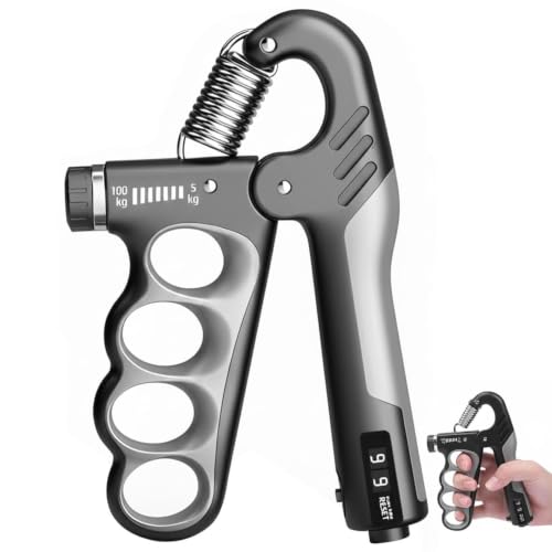 Adjustable Grip Strength Trainer Hand Gripper for Grip Strength, Forearm & Wrist Strengthener, Hand Exerciser for Strength Training & Therapy 11-220Lbs(5-100KG) - color: Gray