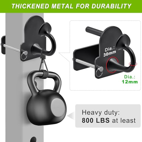 Resistance Band Anchors, Rack Attachment for 3"x3" Power Rack with 1" or 5/8" Hole, Adjustable Multi Point Workout Hook for Strength Training, Fitness, Physical Therapy, 2 Pack