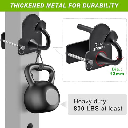 Resistance Band Anchors, Rack Attachment for 3"x3" Power Rack with 1" or 5/8" Hole, Adjustable Multi Point Workout Hook for Strength Training, Fitness, Physical Therapy, 2 Pack