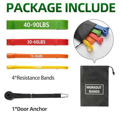 Resistance Bands for Working Out, Pull Up Assist Bands Set, Workout for Women and Men, Exercise Bands,Training, Plasticity, Physical Therapy at Home/Gym