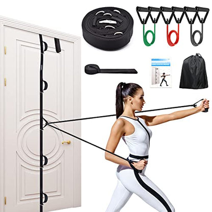Door Anchor Strap for Resistance Bands Exercises, Multi Point Anchor Gym Attachment for Home Fitness, Portable Door Band Resistance Workout Equipment, Easy to Install, Punch-Free, Nail-Free