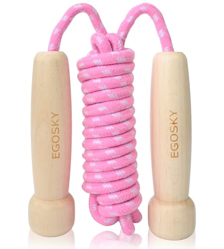 Jump Rope for Women Men Kids, EGOSKY Adjustable Wooden Handle Skipping Rope for Adult Boys Girls Fitness Exercise Outdoor Activity