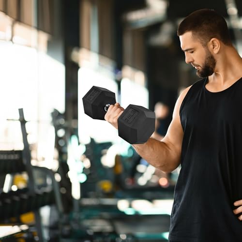 BalanceFrom Rubber Coated Hex Dumbbell Weight Set with Storage Rack, 100LB or 150LB or 200LB Set, 5-20 lbs or 5-25 lbs or 10-30 lbs Pairs - style: 200LB Set with Rack