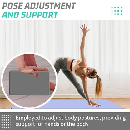 Yoga Blocks 2 Pack 3x6x9IN Foam Block Supportive Latex-Free with Beveled Edges, Non-Slip Exercise Blocks for Pilates, Meditation, Balance, Stretching and Deep Poses - color: 2PACK-369-Grey