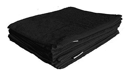 BY LORA Terry Cotton Gym Fitness Towel 4 Pack, Quick Dry Sports, Black - color: Black