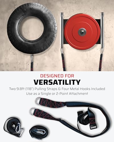 THEFITGUY Sled Pulling Belt, Adjustable Closure, 2 Straps & 4 Hooks - for Multidirectional Resistance Training, Strength and Agility