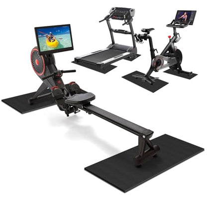 2PCS Fitness Equipment Mats and Floor Protector, Non-Slip Mat Rowing, Rowing Machine Bike Mat for Carpet & Hardwood Floors, Exercise Bike Mats (Two Pieces:36 * 12 inch)