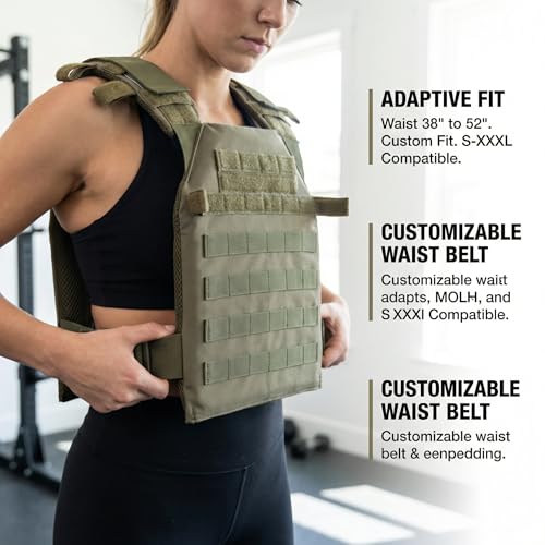 Adjustable Weighted Vest Fitness Sport Training Strength and Endurance Training,Quick Release with Molle for Running,Fitness Workouts - color: Green
