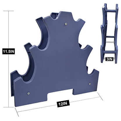 Balelinko 3 Tier Dumbbell Rack Stand, Compact Free Weight Dumbbell Holder for Home Gym Organization (Weights Not Included),Blue