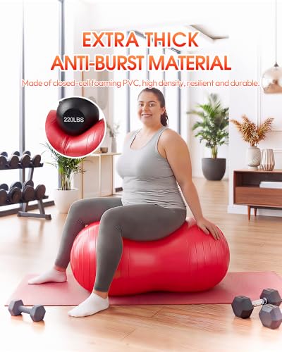 Premium Peanut Ball - 100x50cm Anti-Burst Exercise Ball for Physical Therapy, Pregnancy Labor & Home Fitness Sensory| Non-Slip Design | Quick-Inflate Pump Included