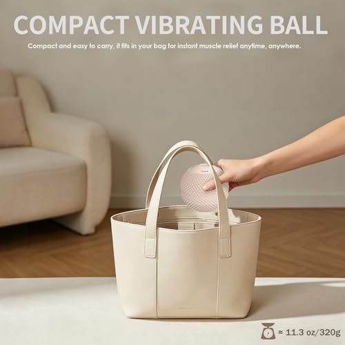 Heating Vibrating Massage Ball with 7 Modes & Memory Function for Myofascial Release, Deep Tissue and Trigger Point Muscle Therapy - Targets Back, Hip, Leg, Neck & Foot (Beige)