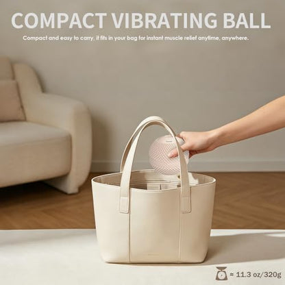 Heating Vibrating Massage Ball with 7 Modes & Memory Function for Myofascial Release, Deep Tissue and Trigger Point Muscle Therapy - Targets Back, Hip, Leg, Neck & Foot (Beige)