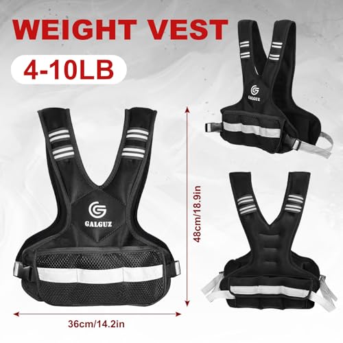 Adjustable Weighted Vest for Women, 4-10/11-20 LB Vest with Ironsand Weights for Strength Training, Adjustable Weighted Vest with Reflective Strip for Night Use