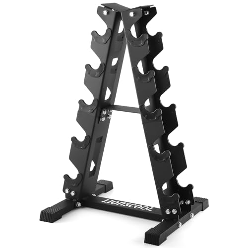 LIONSCOOL 5/6 Tier A-Frame Dumbbell Rack Stand Only, Heavy Duty Steel Weight Rack for Home Gym, Space-Saving Dumbbell Stand (200/300/600LBS Capacity)