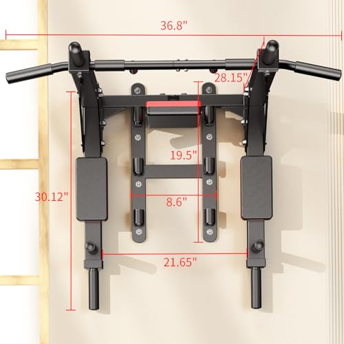 XGSW Multifunctional Wall Mounted Pull Up Bar Chin Up bar Dip Station for Indoor Home Gym Workout, Power Tower Set Training Equipment Fitness Dip Stand Supports