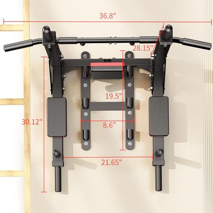 XGSW Multifunctional Wall Mounted Pull Up Bar Chin Up bar Dip Station for Indoor Home Gym Workout, Power Tower Set Training Equipment Fitness Dip Stand Supports