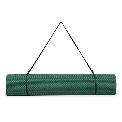 Gaiam Essentials 1/4" Thin (6mm) Yoga & Pilates, Fitness & Exercise Mat with Easy-Cinch Carrier Strap Cusion Support For Fitness and Gym Workouts
