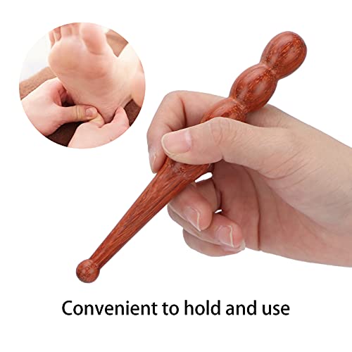 Wooden Foot Hand Massage Stick - Pain Relief and Reflexology Massager for Neck, Back, and Legs - Ergonomic, Portable, Durable Red Wood Design