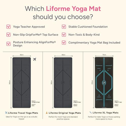 Liforme Classic Yoga Mat - Patented Alignment Design, Ultimate Grip - color: Pink
