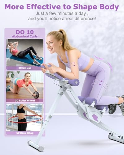 Ab Machine, Ab Workout Equipment, Adjustable Ab Trainer Machine for Abs Workout at Home Gym, Foldable, Knee Protection, Abdominal Trainer for Stomach Workout