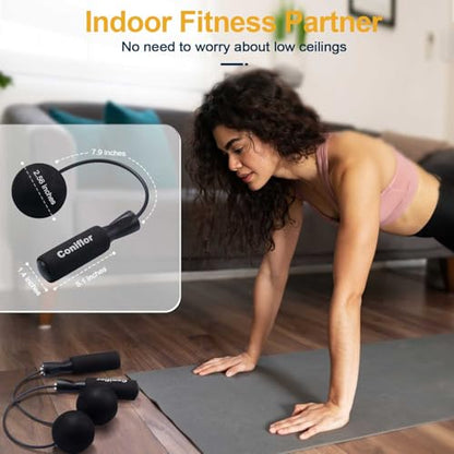 2 in 1 Jump Rope for Women Men and Kids - Tangle-Free Cordless Skipping Jump Rope with Ball Bearings and Foam Handles for Rapid Speed Fitness Workouts