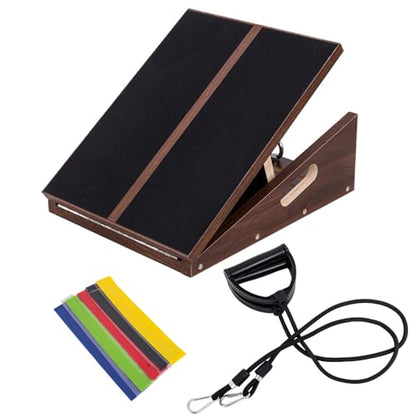 Slant Board for Calf Stretching & Relief, Adjustable Wooden Incline Slant Board for Squats, Calf Stretcher Board for Knees Ankle Heel Feet Leg, Home Gym Physical Therapy