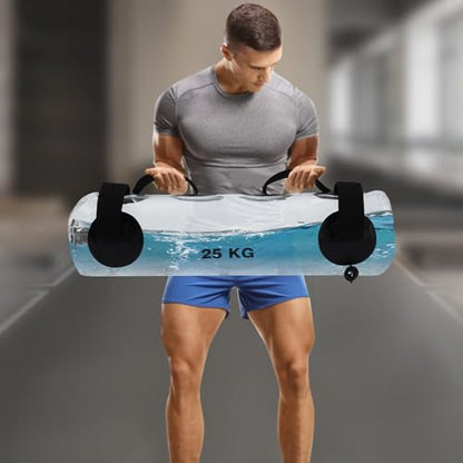 55lbs Water-Filled Exercise Bag Adjustable Weight Training System for Full Body Workouts Includes Pump & Comfort Handles for Squats, Rows & More