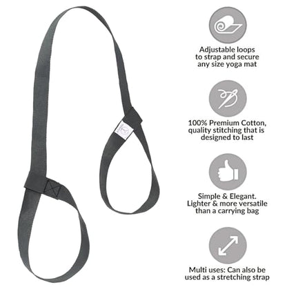 Yoga Mat Carrier Strap, Adjustable Thick Straps Sling for Carrying Large Mats, Stretching Band - color: Grey