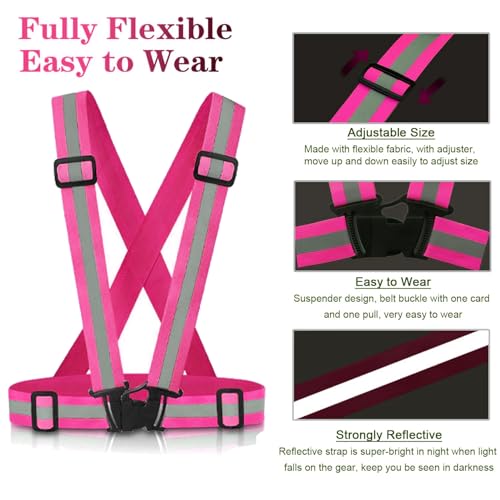 Reflective Vest Running Gear, 2-10Pack High Visible Safety VES - color: 2 x Pink