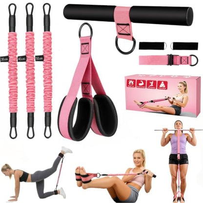 Multifunction Pedal Resistance Band with Handle Kit (30/40/50lbs) for Women | Adjustable Tension Rope,Portable Fashion Puller Exercise Bands for Women's Full Body Training at Home,Leg,Arm,Pilates
