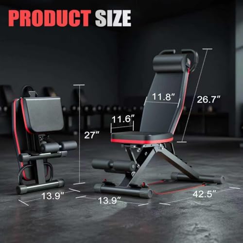 2026 Adjustable Weight Bench for Home Gym, 98% Pre-Assembled, Foldable Gym Bench with Multi-Purpose Incline Decline Flat, Compact Workout Bench for Small Space Apartment Room