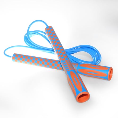 Skipping Jump Rope for Fitness Workout - Light Weight, Adjustable, Tangle Free, Excellent line control for Cardio Boxing, CrossFit, Training Exercise All Ages and Gender ( Special Luxury, KA-220, Made in Korea) - color: Blue-Orange