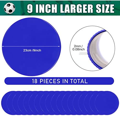 Spot Markers 4inch 9inch Rubber Agility Dots Flat Cones Non Slip Sports Dots Floor Spots Agility Markers for Kids Soccer Football Basketball Speed Agility Training - style: 18pcs Blue 9inch