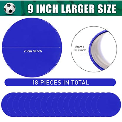 Spot Markers 4inch 9inch Rubber Agility Dots Flat Cones Non Slip Sports Dots Floor Spots Agility Markers for Kids Soccer Football Basketball Speed Agility Training - style: 18pcs Blue 9inch