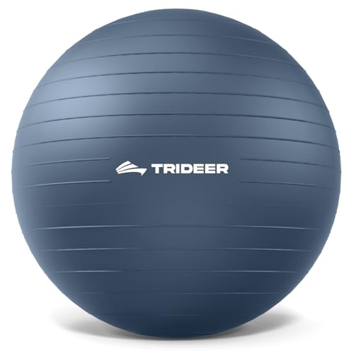 Trideer Yoga Ball for Exercise, Daily Stretching, Pilates, Core & Balance Training, Stability Ball for Pregnancy & Birthing Prep, Physical Therapy, Office Chair for Active Sitting, Quick Pump Included - color: Navy Blue, size: L(23-26ines/58-65cm)