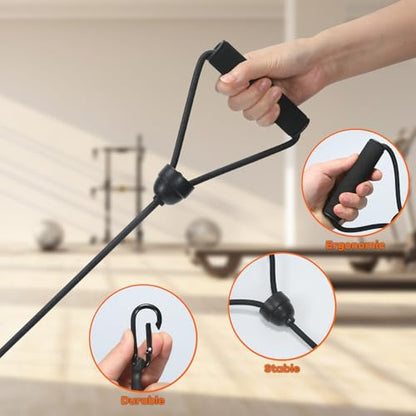1 Pair Stepper Resistance Bands with Handles & Connecting Strap – Workout & Exercise Bands for Strength Training, Muscle Toning, Home Gym Fitness Equipment