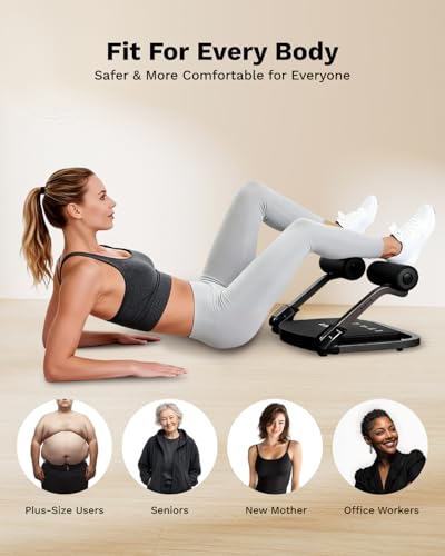 AIRHOP Ab Machine for Stomach Workout, Abs Workout Equipment for Sit Up Exercise, 4-Speed Adjustable Ab Trainer Machine with Automatic Rebound, Home Gym Abdominal Exercise Equipment for All Ages