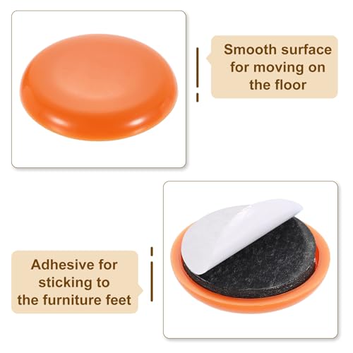 uxcell 20Pcs Furniture Sliders, 1-1/4 Inch Round Self-Adhesive Carpet Furniture Moving Pads Gliders Floor Protectors for Carpeted Tile Vinyl Hardwood Floors, Orange - size: 1-1/4 Inch