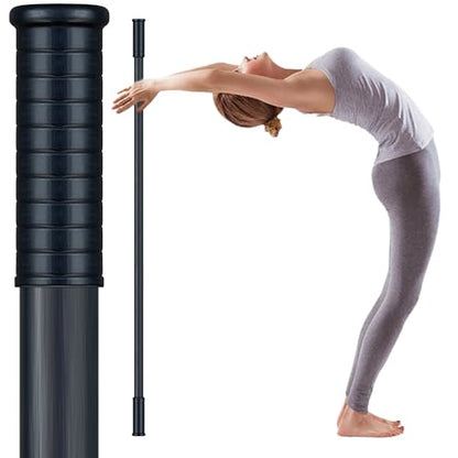Yoga Stick with Soft Ends-Stretching Stick-Workout Stick Exercise Bar-Pilates Stick-Balance Fitness Stick-Yoga Dowel Rod Shoulder Movement- Physiotherapy Stick（Soft-Touch Matte Black 5ft）