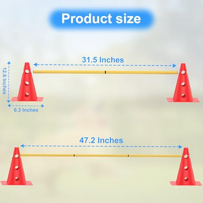 Dog Agility Training Hurdle Cone Set, Adjustable Dog Agility Equipment Obstacle Course Backyard Equipment for Pet Exercise 6 Set - size: Hurdle Cone 6 Set