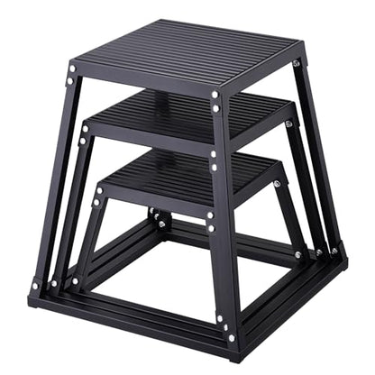 VEVOR Plyometric Platform Box, Plyometric Jump Box, Fitness Steel Plyo Box for Home Gym Jump Training, Crossfit, Conditioning, Strength Training, Black