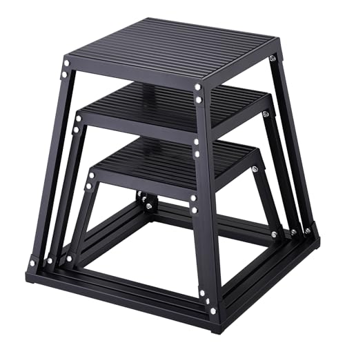 VEVOR Plyometric Jump Box, 18 Inch Plyo Box, Steel Plyometric Platform and Jumping Agility Box, Anti-Slip Fitness Exercise Step Up Box for Home Gym Training, Conditioning Strength Training - color: Black, size: 12/18/24 inch