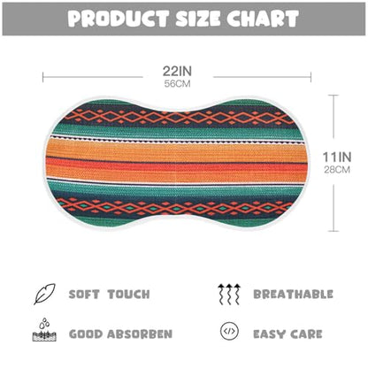 Mexican Ethnic Stripes Muslin Burp Cloths 4 Pack - Extra Large 22"x11", 4-Layer Soft Absorbent Cotton, Waterproof Backing, Baby Drool Rags for Newborn