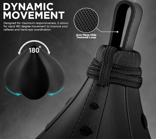 RDX Speed Bag Boxing Ball, Maya Hide Leather Dodge Striking Target with Additional Bladder, MMA Muay Thai Punching Workout Kicking Martial Arts Training Home Gym Exercise Speedball