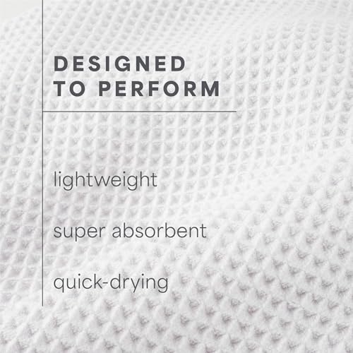 S&T INC. Aura Microfiber Waffle Bath Towels, 4 Pack, Quick-Dry, Ultra Absorbent, Lightweight Towels for Bathroom, 30 inches x 60 inches, 420GSM, White