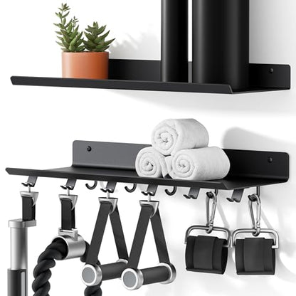 2-Tier Floating Shelf Compatible with Tonal Accessories, Home Gym Storage Shelf, Gym Rack Wall Mount Organizer, Workout Metal Holder, T-Bracket Lock Adapters Hanger, US Patent Holding - style: 2 Tier